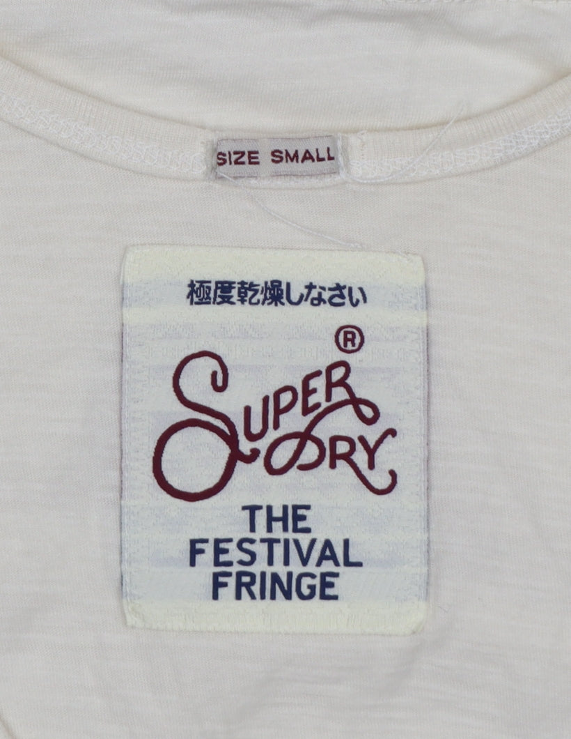 Superdry Womens Ivory Fringe Festival Tank Top Size S