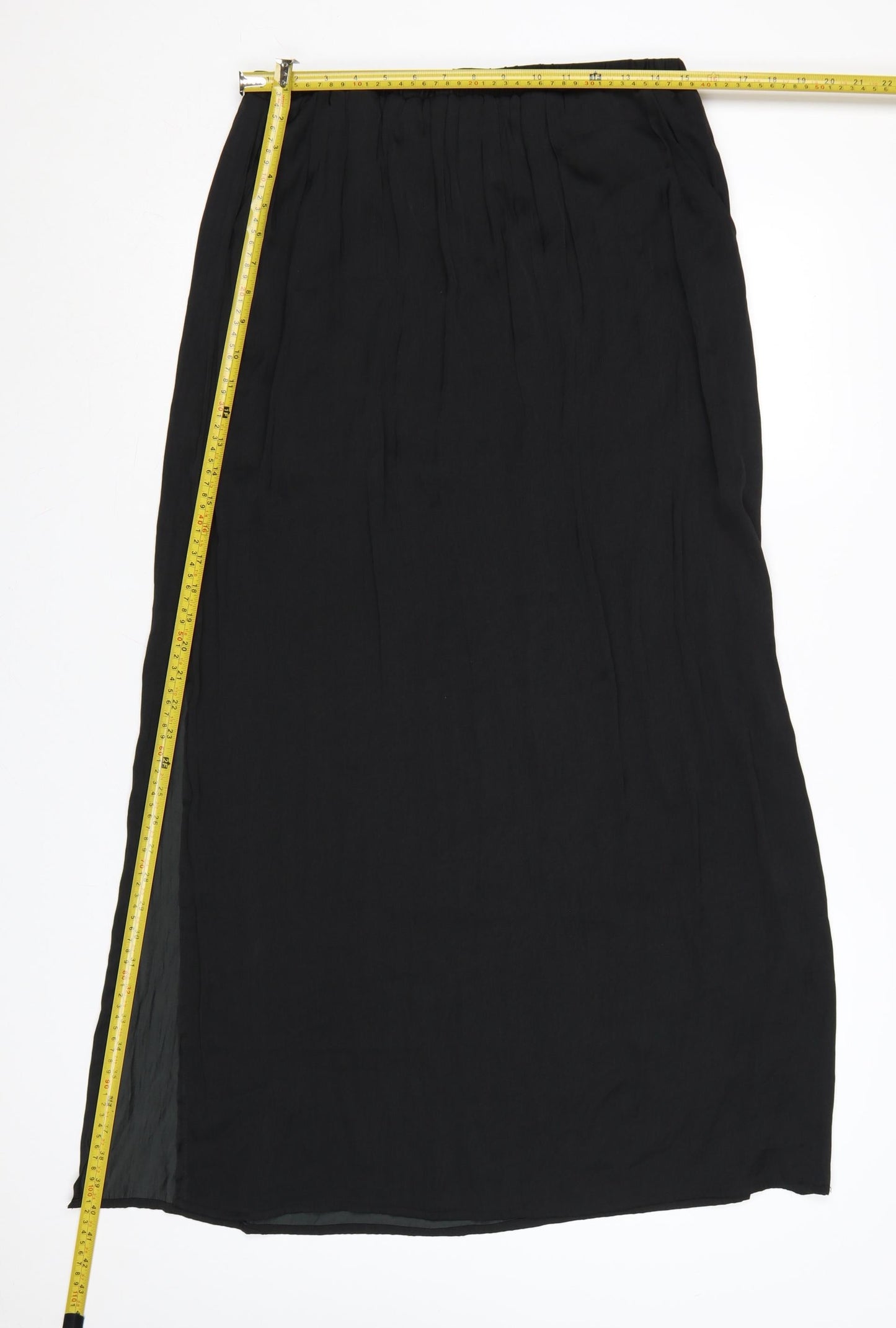 Qed London Women’s Black Long Chiffon Straight Skirt Size 14