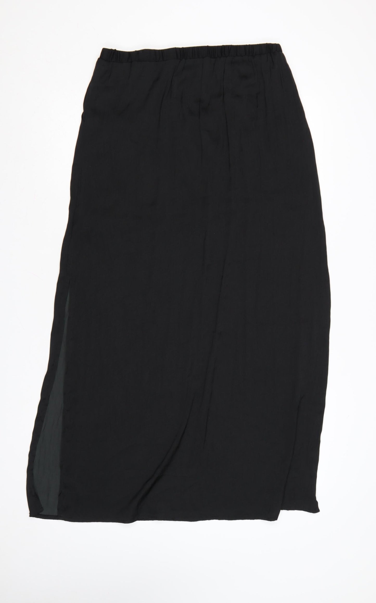 Qed London Women’s Black Long Chiffon Straight Skirt Size 14