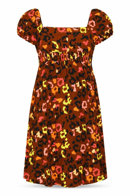 Never Fully Dressed Women Brown Animal Print Viscose A-Line Dress Size 16