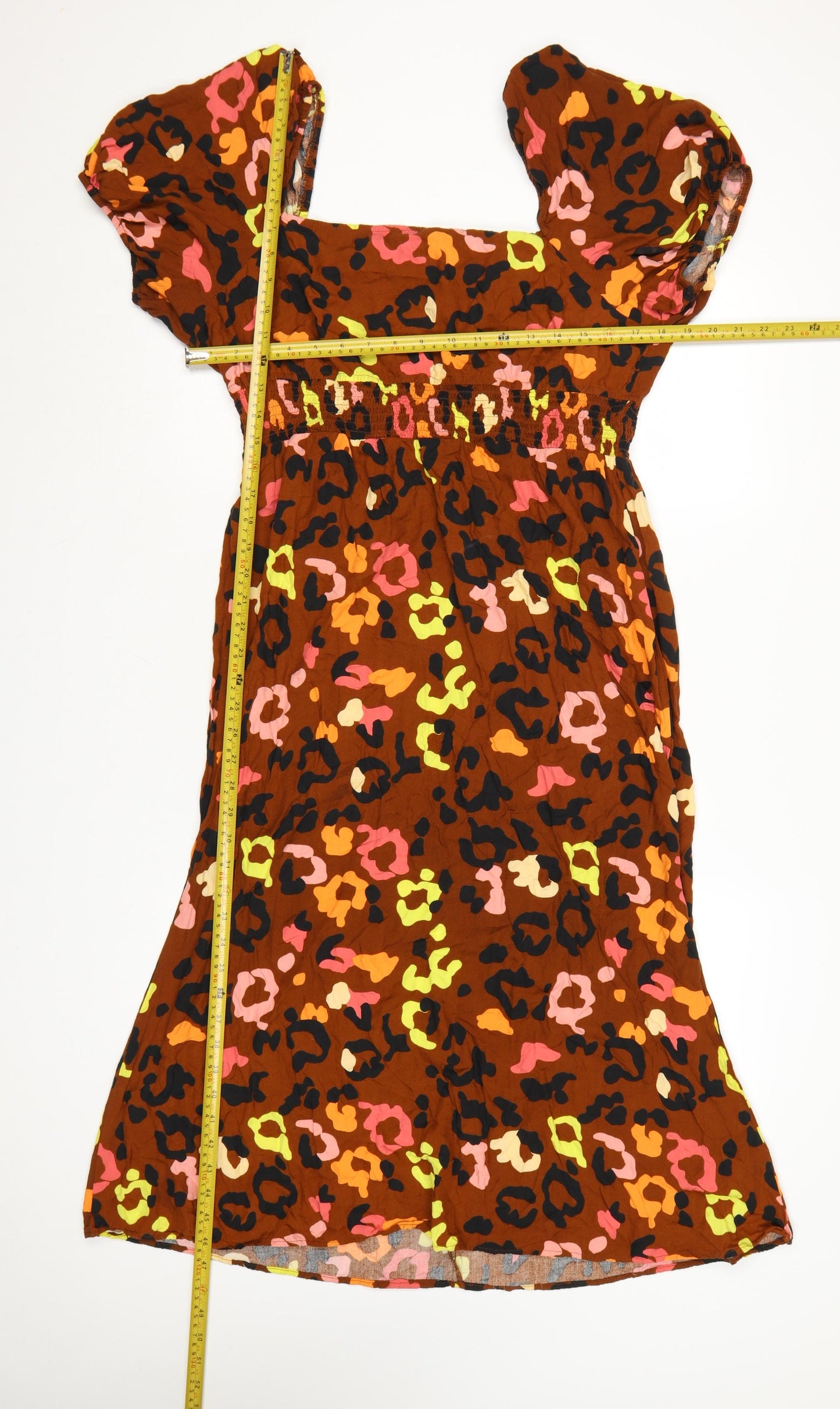Never Fully Dressed Women Brown Animal Print Viscose A-Line Dress Size 16