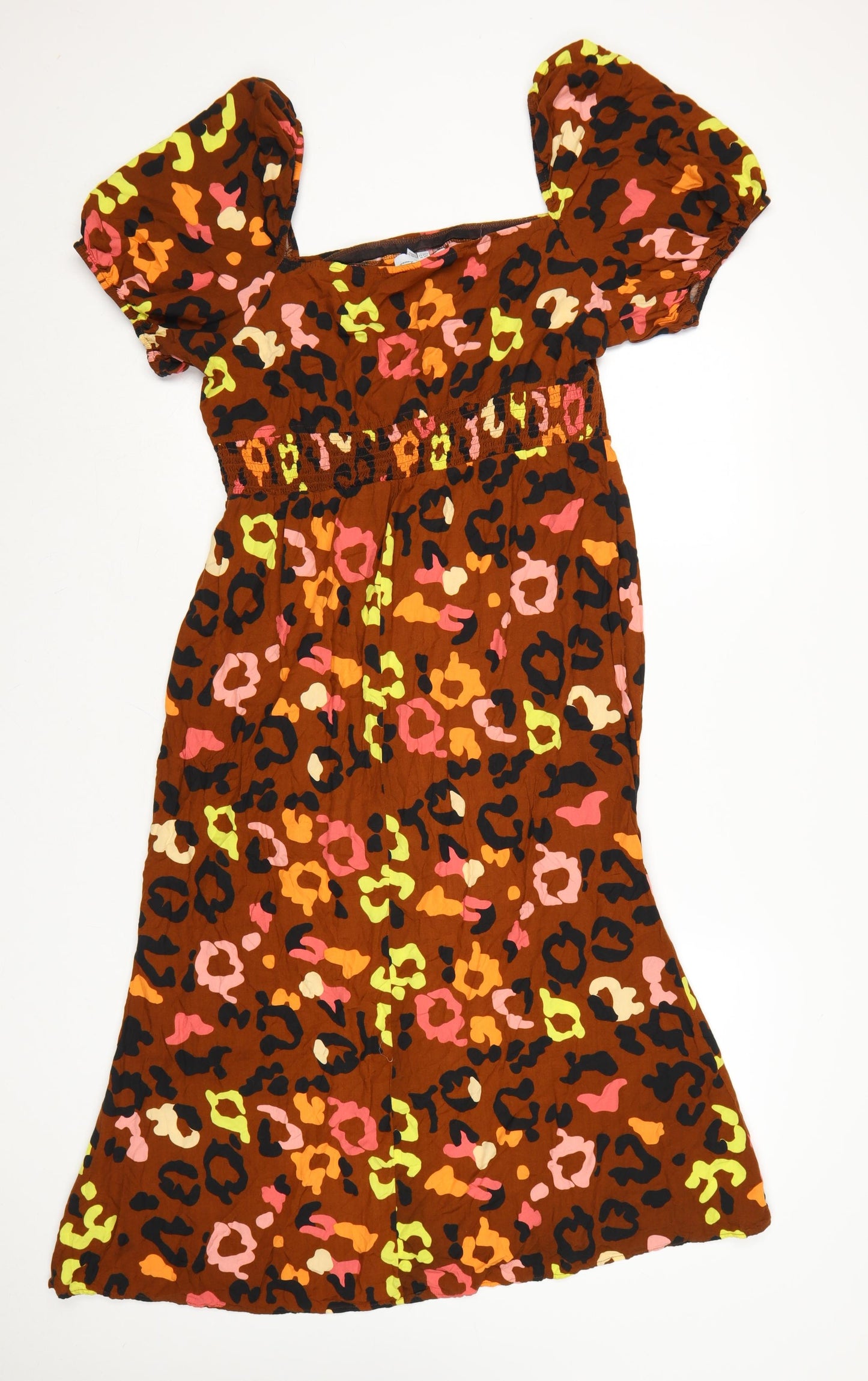 Never Fully Dressed Women Brown Animal Print Viscose A-Line Dress Size 16