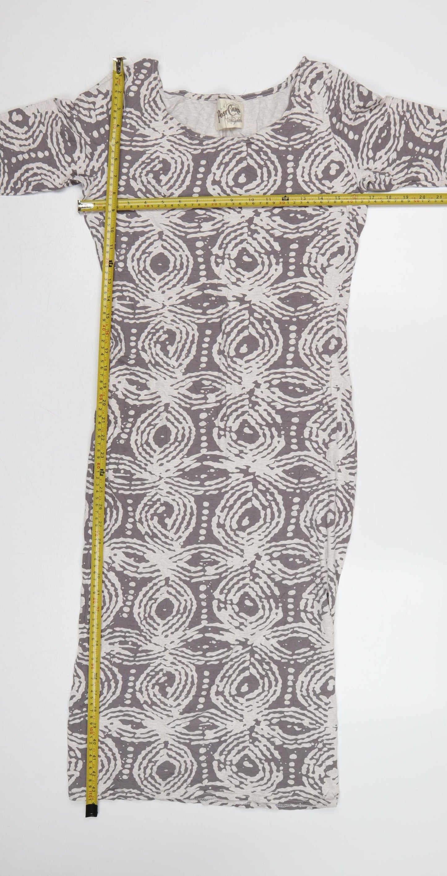A Postcard From Brighton Women's Grey Geometric Bodycon Midi Dress M
