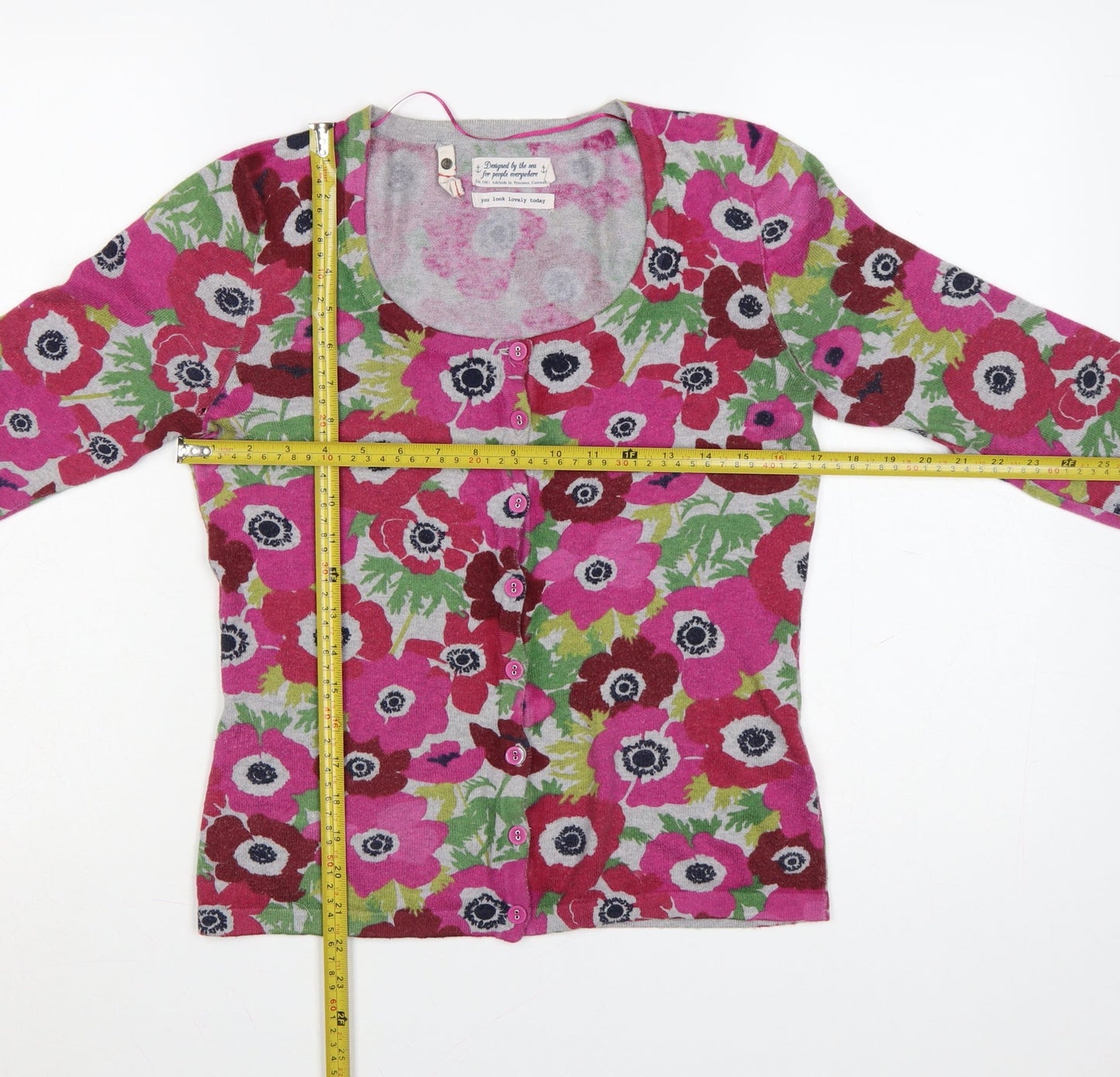 Seasalt Womens Multicoloured Floral Cardigan Size 8 Cotton Wool