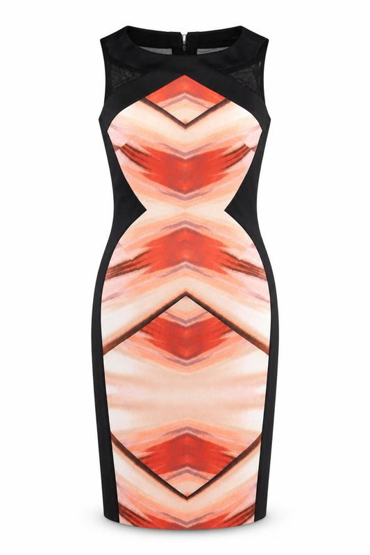 Karen Millen Women’s Multicoloured Sleeveless Bodycon Dress Size 8