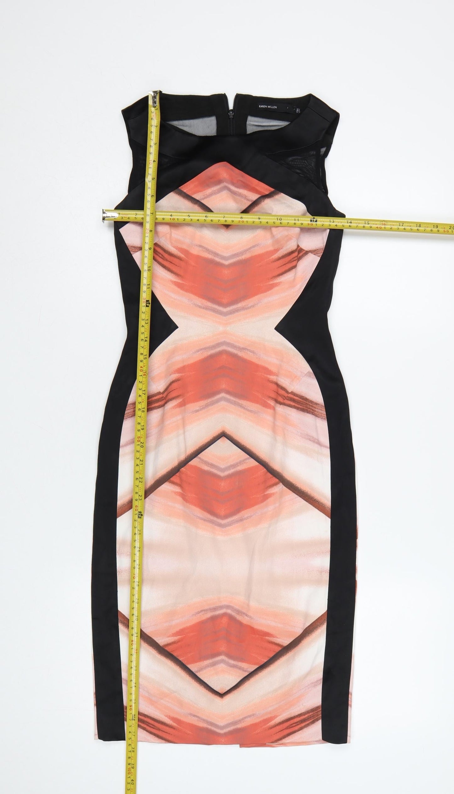Karen Millen Women’s Multicoloured Sleeveless Bodycon Dress Size 8