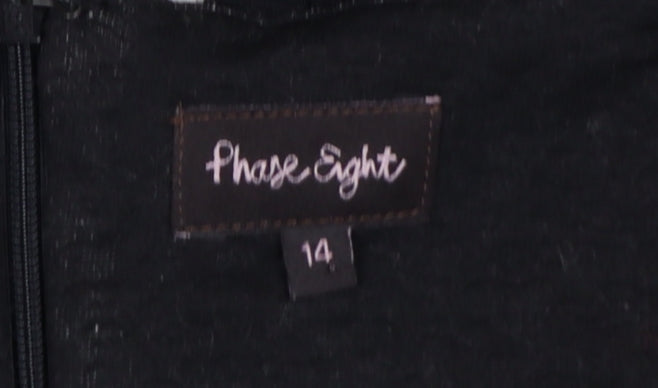 Phase Eight Women Black Size 14 Bodycon Dress with Embroidered Pattern