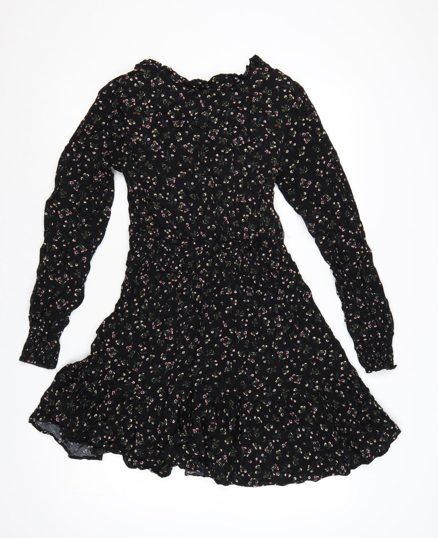 Apricot Women’s Black Floral Fit & Flare Short Dress Size 10