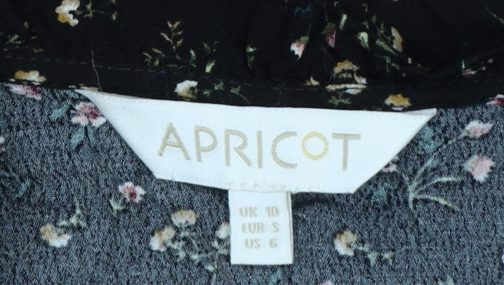 Apricot Women’s Black Floral Fit & Flare Short Dress Size 10