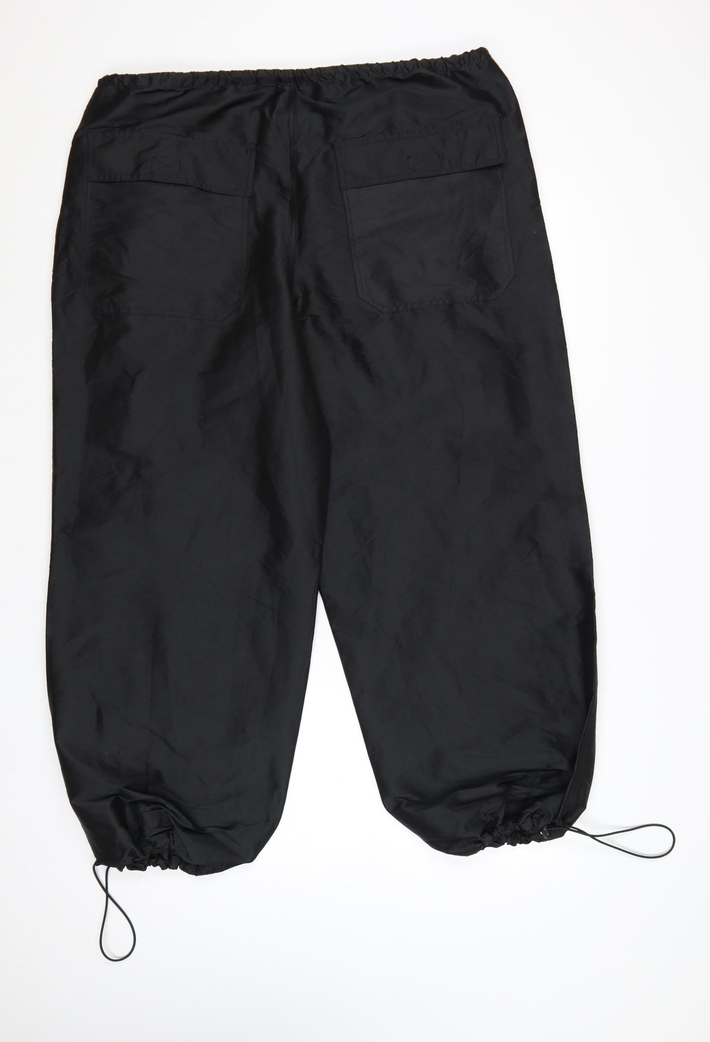 Topshop Women Black M Jogger Trousers with Elastic Waist and Drawstring