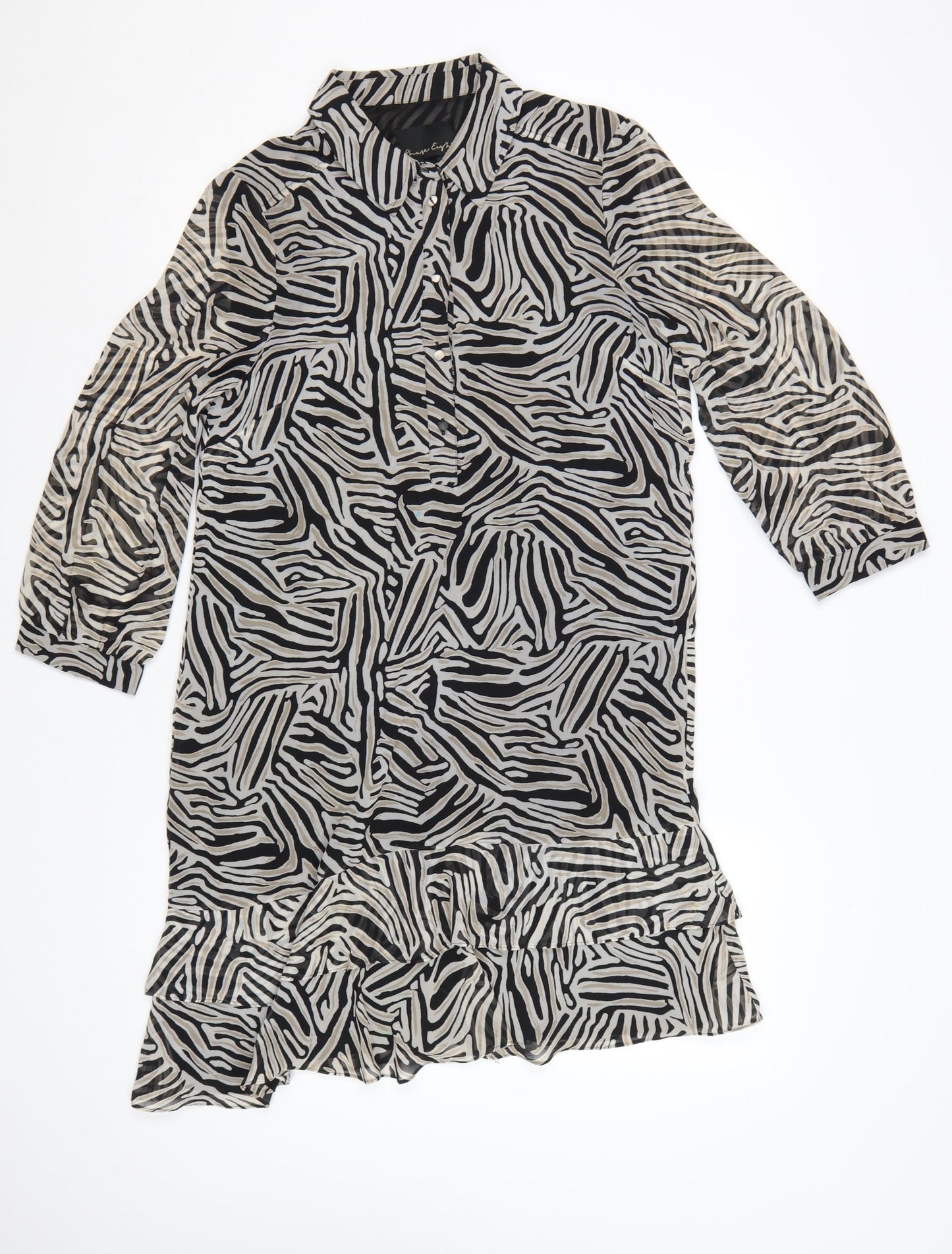 Phase Eight Women’s Black Animal Print Shirt Dress UK 8