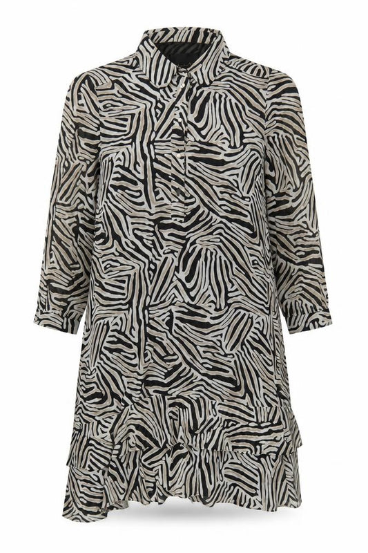 Phase Eight Women’s Black Animal Print Shirt Dress UK 8