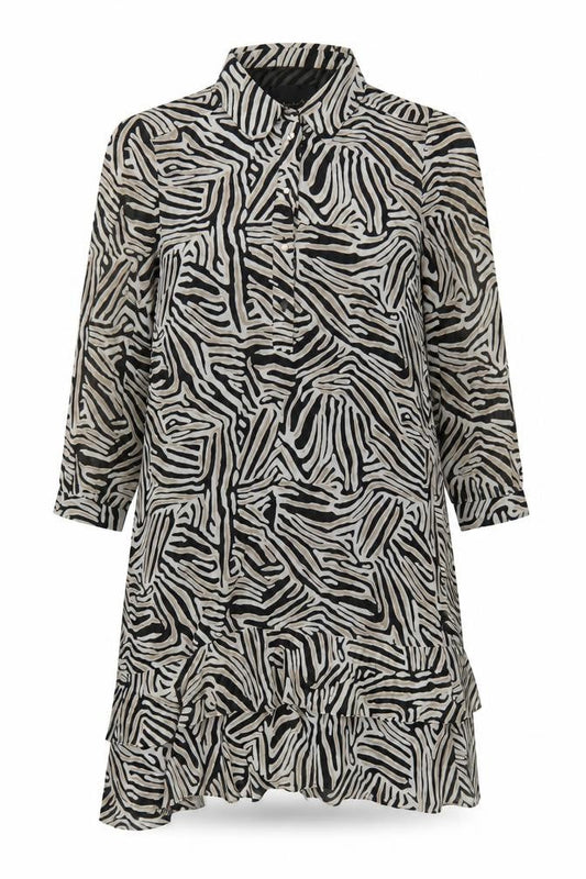 Phase Eight Women’s Black Animal Print Shirt Dress UK 8
