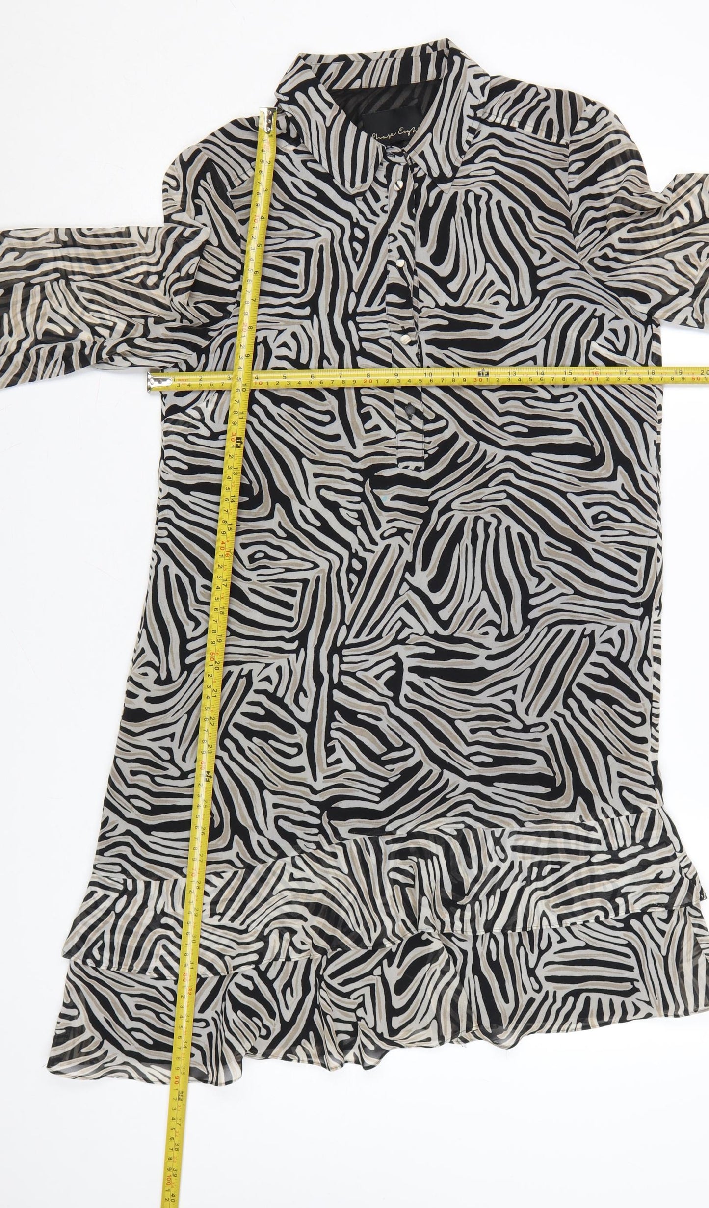 Phase Eight Women’s Black Animal Print Shirt Dress UK 8