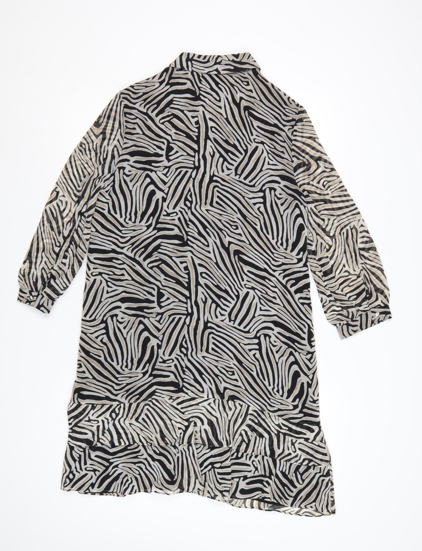 Phase Eight Women’s Black Animal Print Shirt Dress UK 8