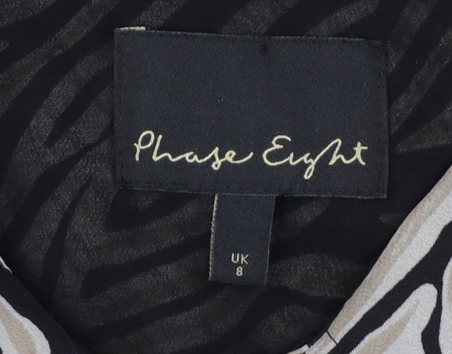 Phase Eight Women’s Black Animal Print Shirt Dress UK 8