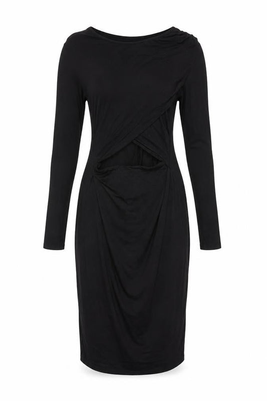 River Island Women Black Size 12 Bodycon Stretch Long Sleeve Dress