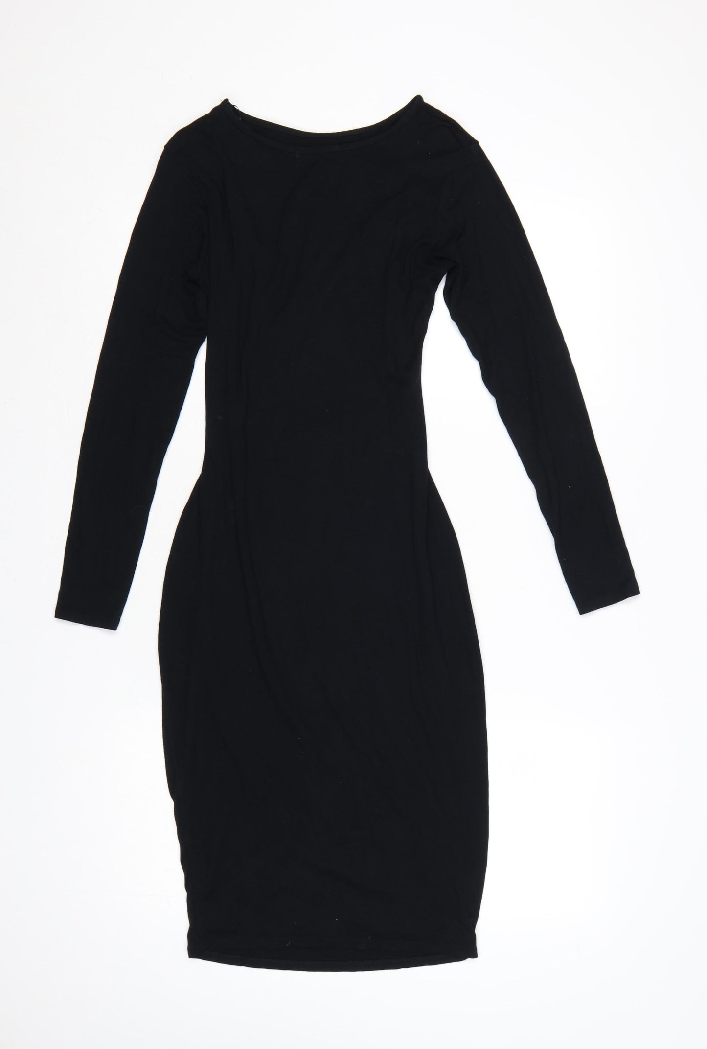 River Island Women Black Size 12 Bodycon Stretch Long Sleeve Dress