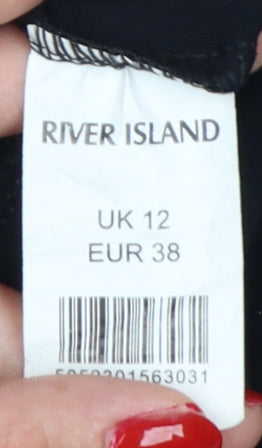 River Island Women Black Size 12 Bodycon Stretch Long Sleeve Dress