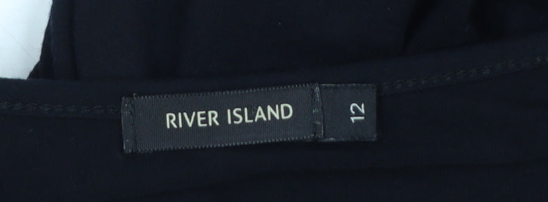 River Island Women Black Size 12 Bodycon Stretch Long Sleeve Dress