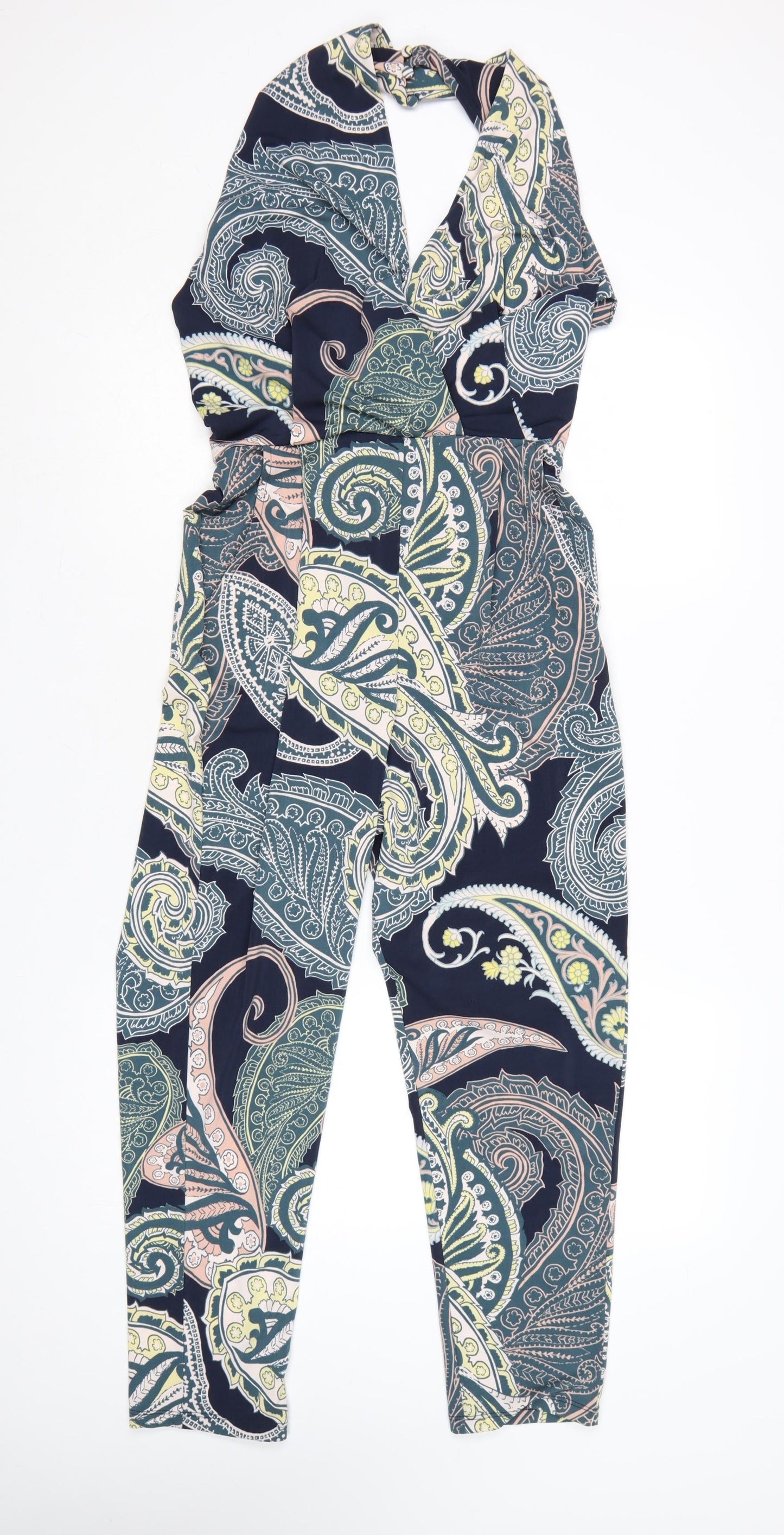 Next Petite Women's Multicoloured Paisley Halter Jumpsuit Size 8