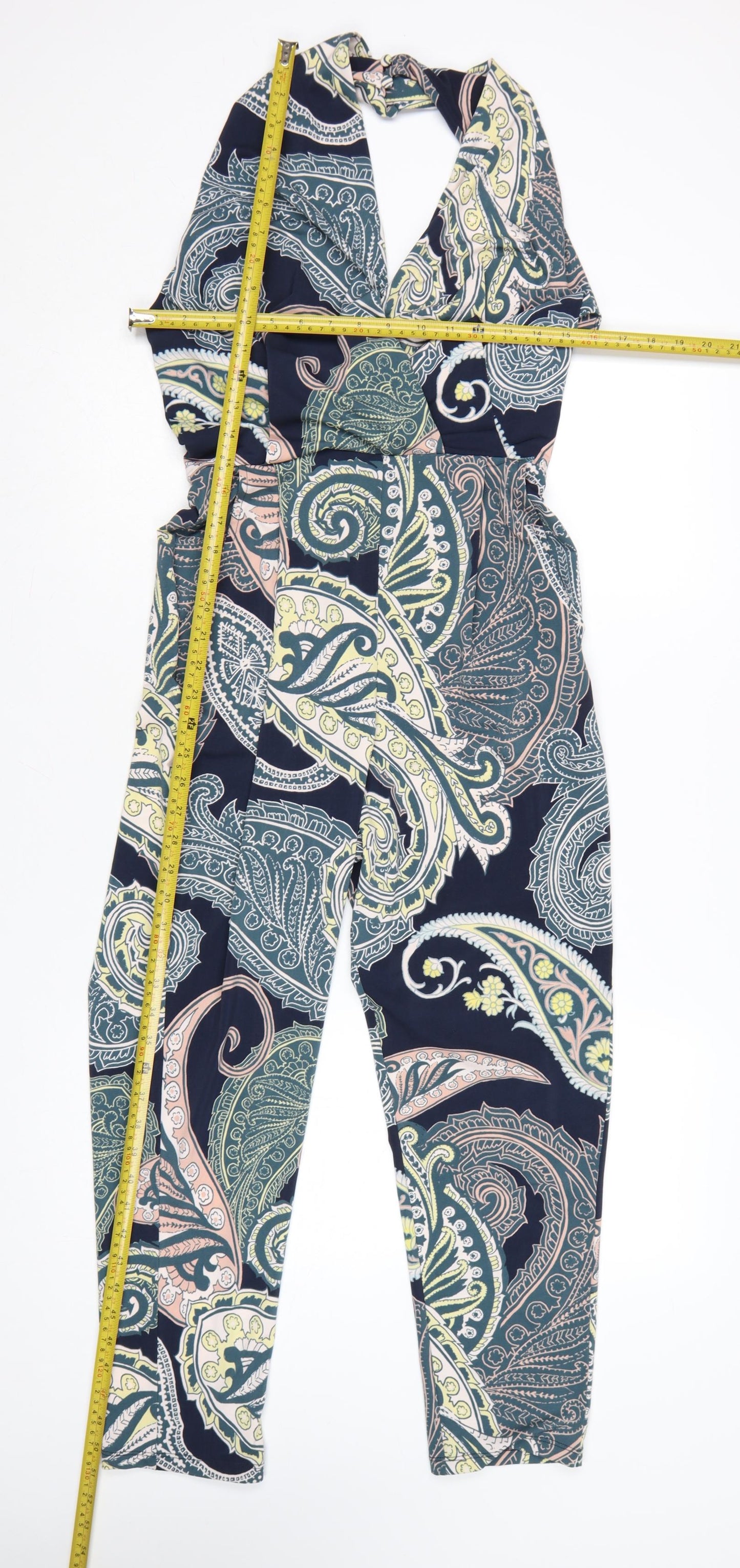 Next Petite Women's Multicoloured Paisley Halter Jumpsuit Size 8