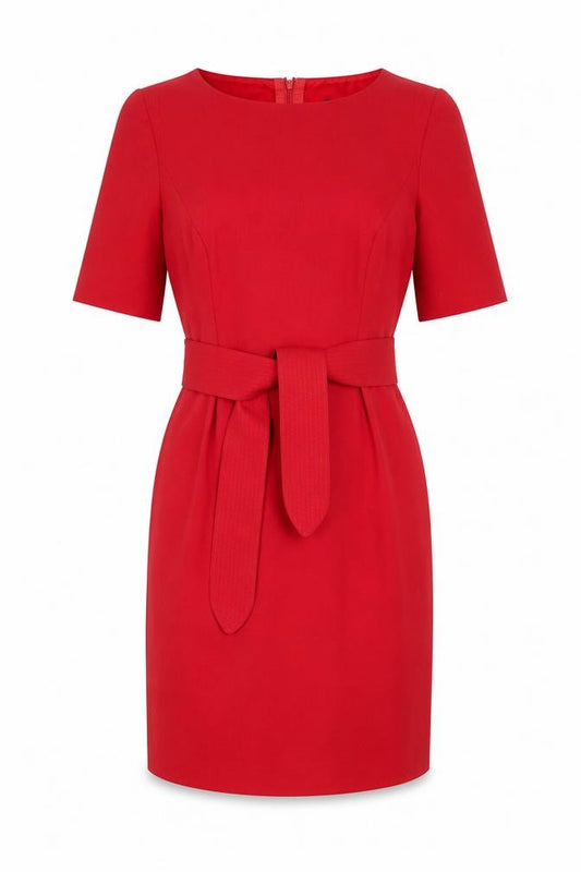 Coast Women Red Size 16 Short Sleeve Belted Shift Dress