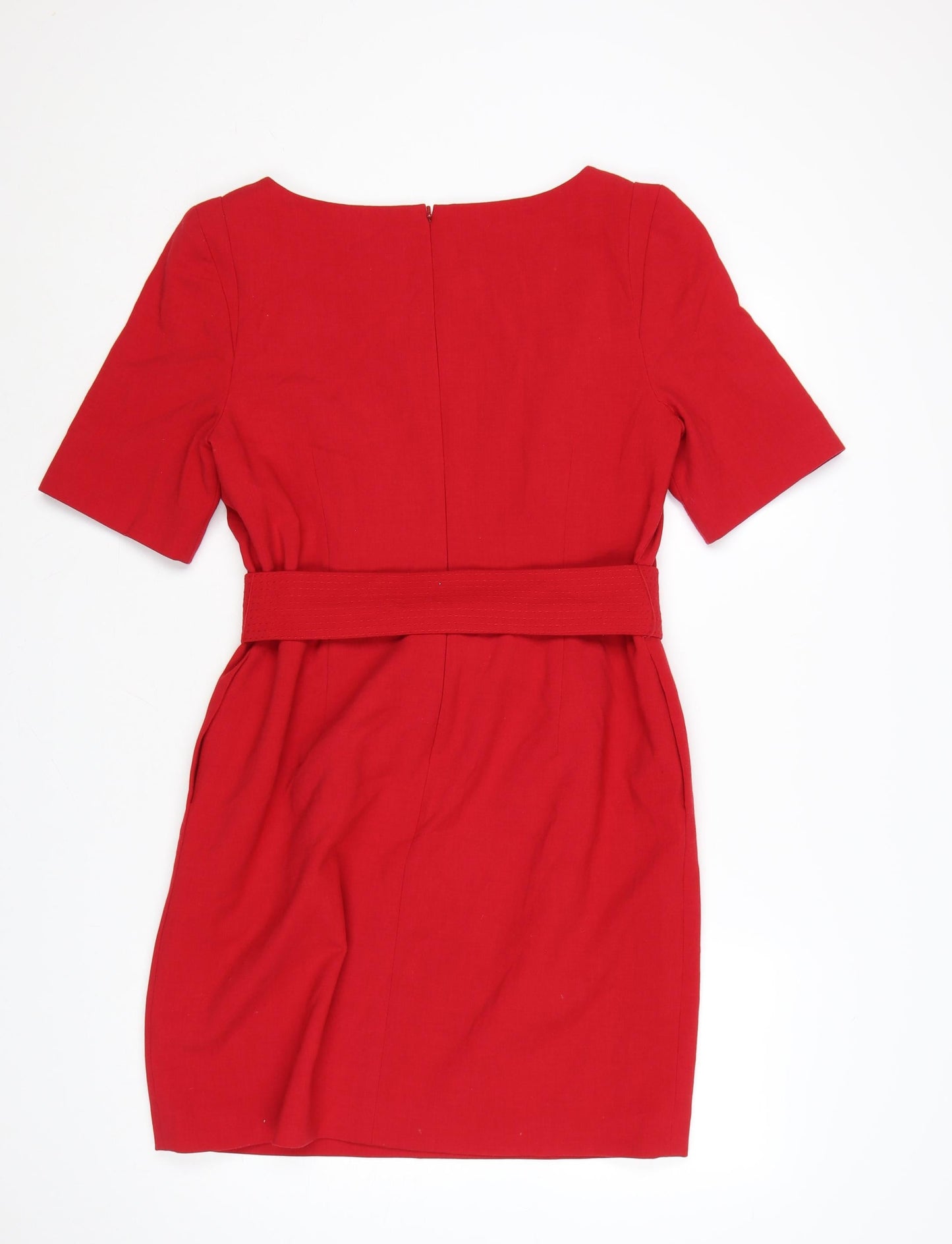 Coast Women Red Size 16 Short Sleeve Belted Shift Dress