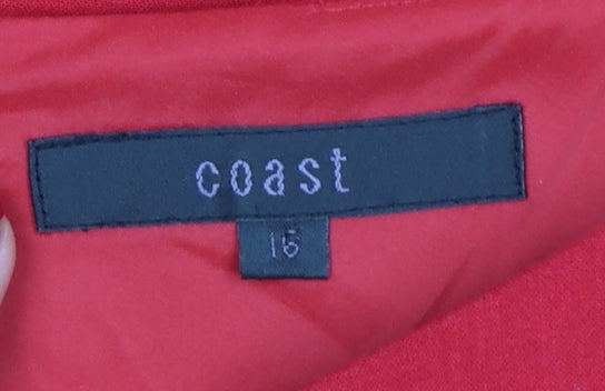 Coast Women Red Size 16 Short Sleeve Belted Shift Dress