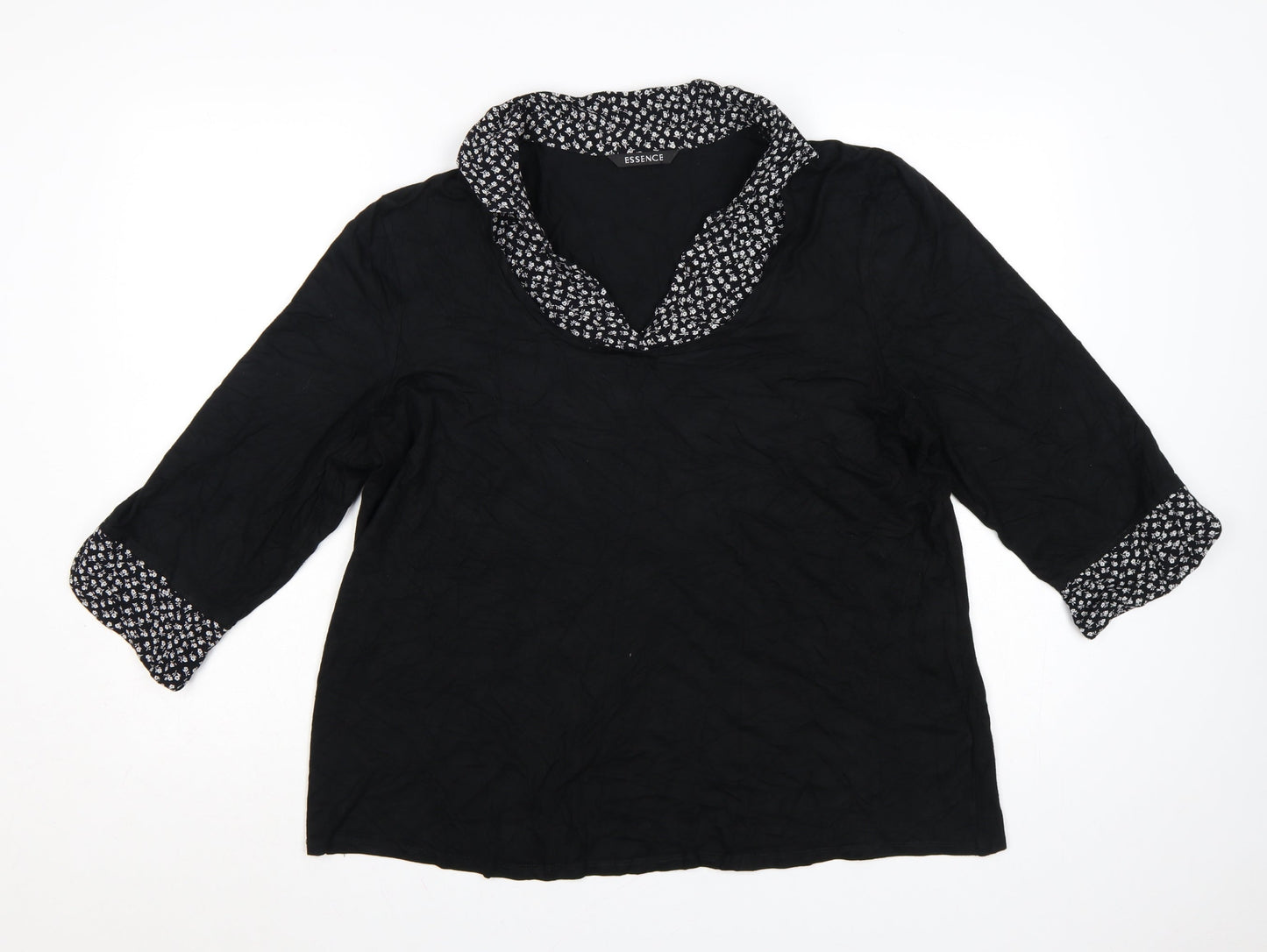 Evans Womens Black Floral Trim Cowl Neck Tunic Blouse Size 20
