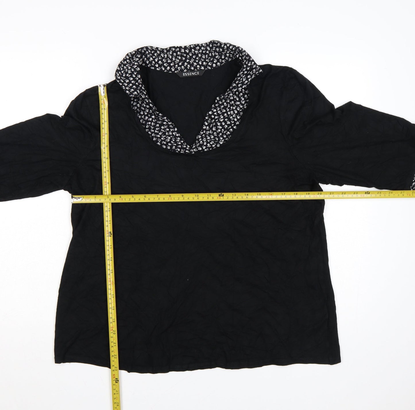 Evans Womens Black Floral Trim Cowl Neck Tunic Blouse Size 20