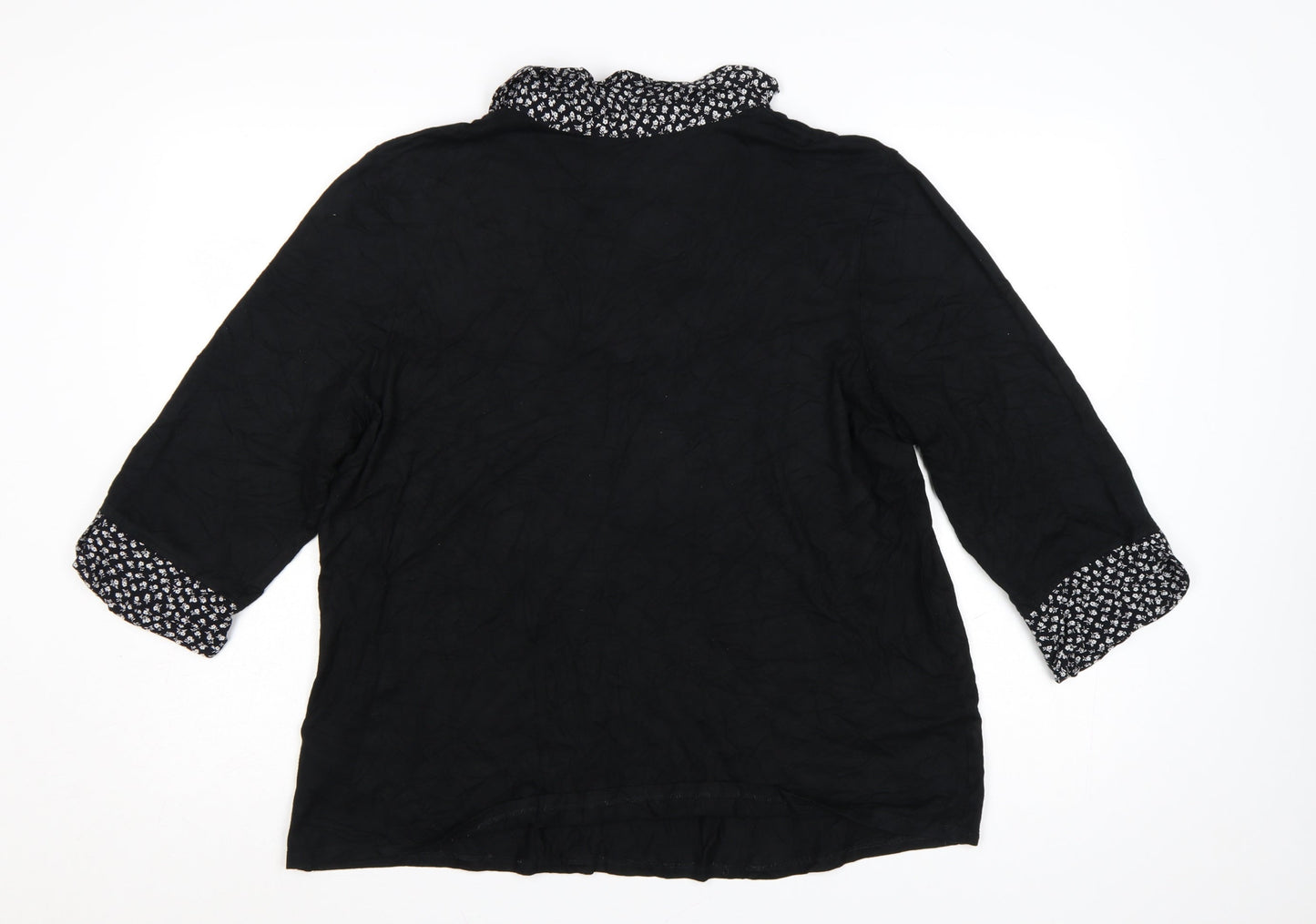Evans Womens Black Floral Trim Cowl Neck Tunic Blouse Size 20