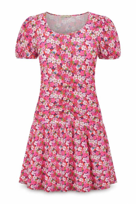 Oasis Womens Pink Floral Fit & Flare Knee Length Dress L