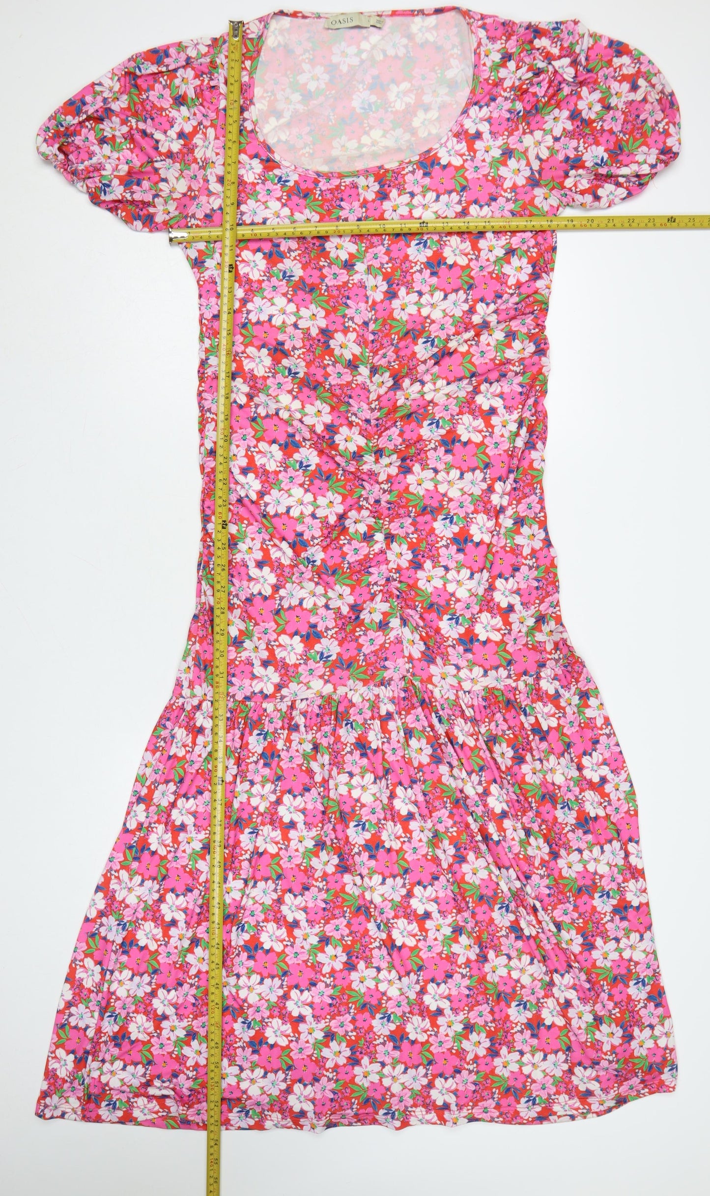 Oasis Womens Pink Floral Fit & Flare Knee Length Dress L