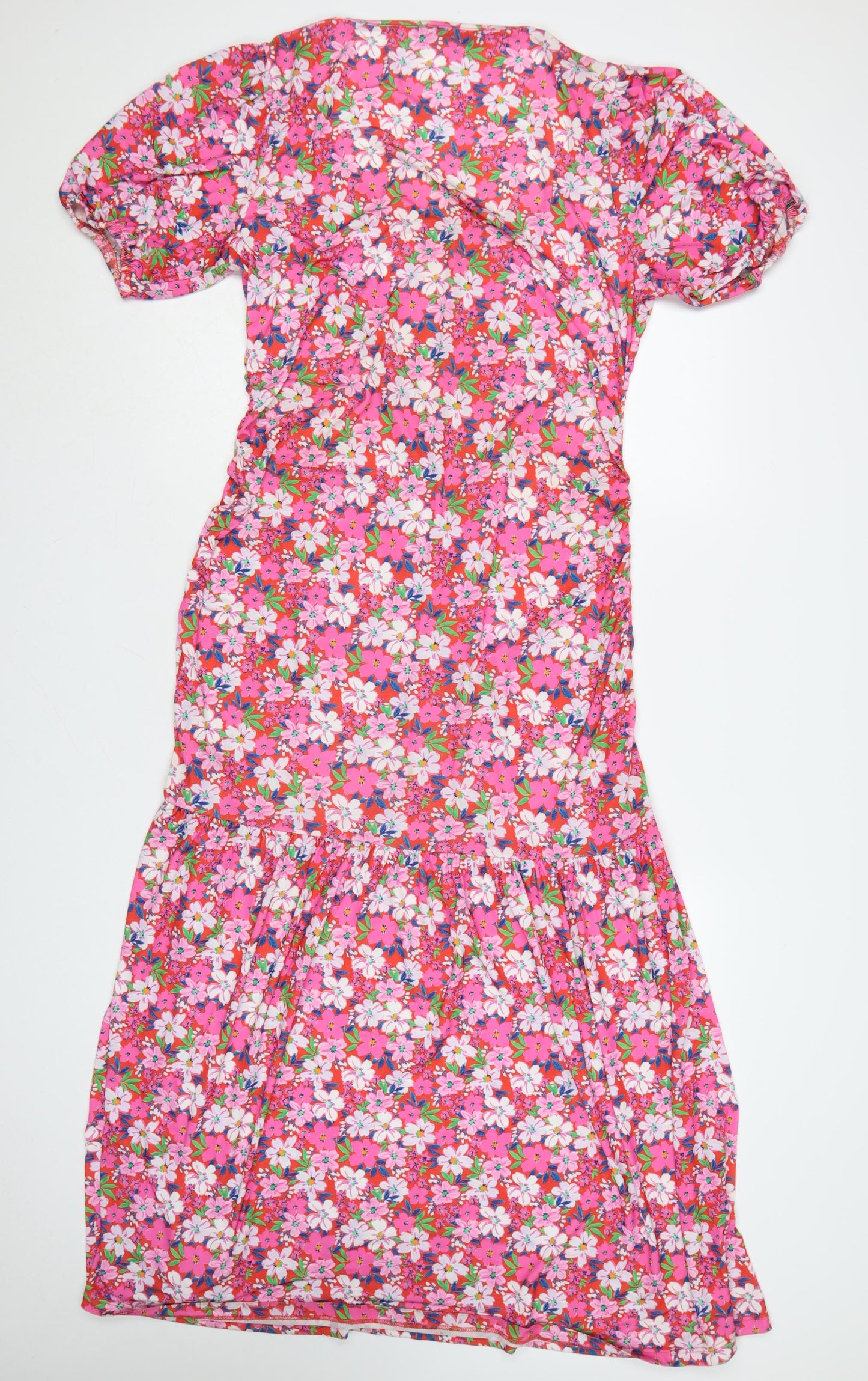 Oasis Womens Pink Floral Fit & Flare Knee Length Dress L