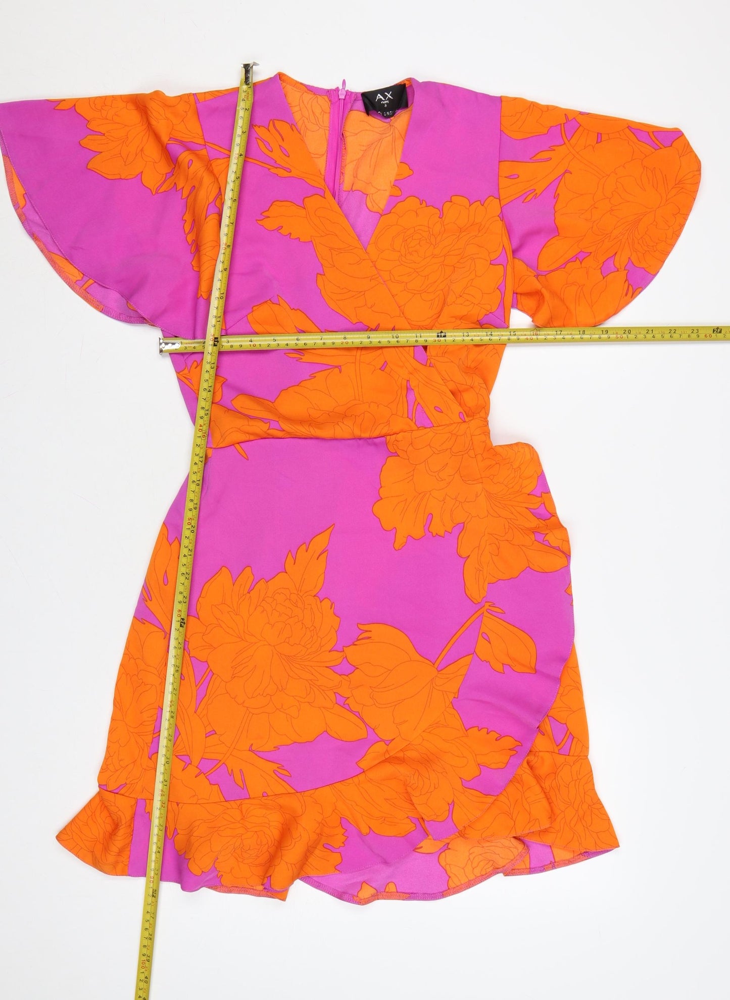 AX Paris Women’s Multicoloured Floral Wrap Dress Size 8 Short Sleeve