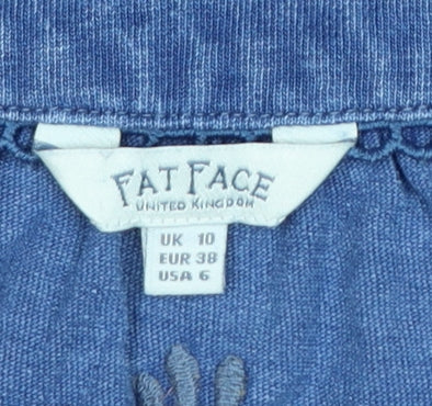 FatFace Women Blue Cotton Henley Tunic Blouse UK 10 Long Sleeve