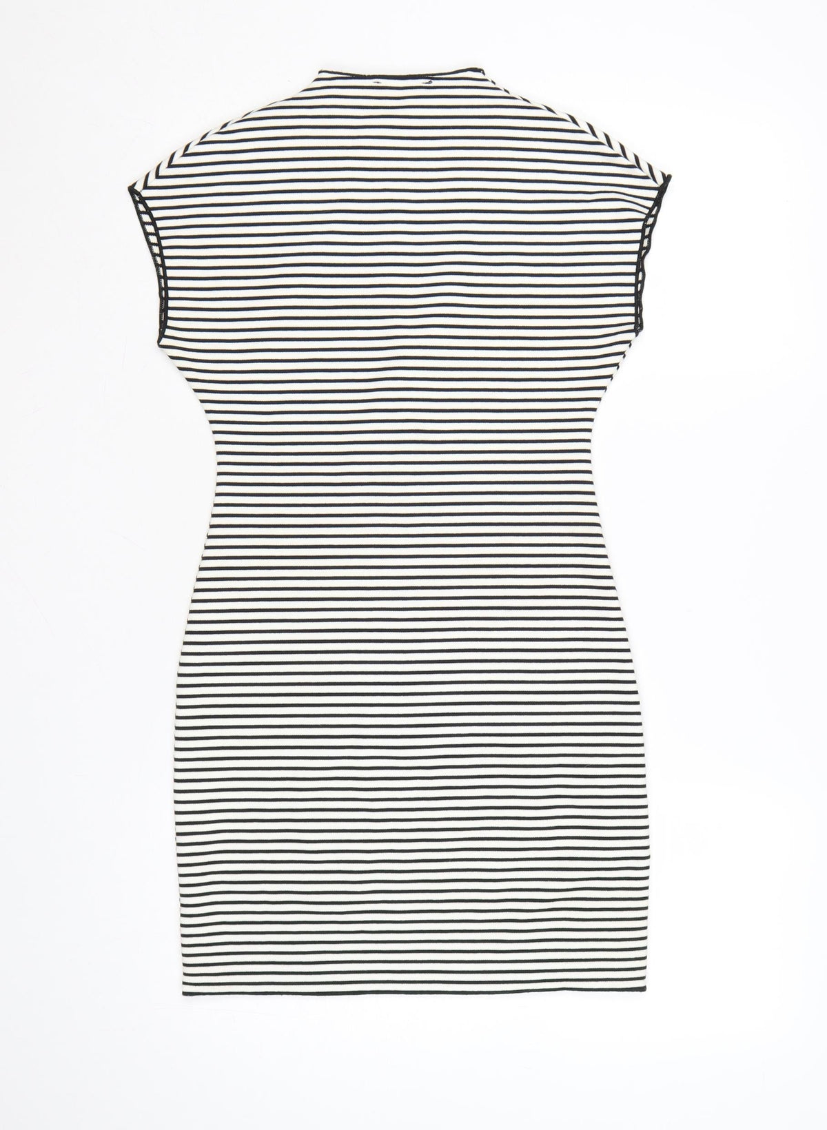 Zara Women Black White Striped Bodycon Dress Size 12 Short Sleeve