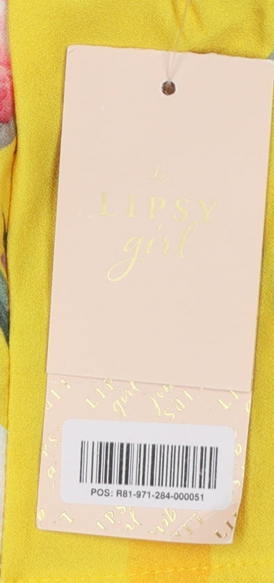 Lipsy Girls Yellow Floral Bardot Frill Playsuit 12 Years