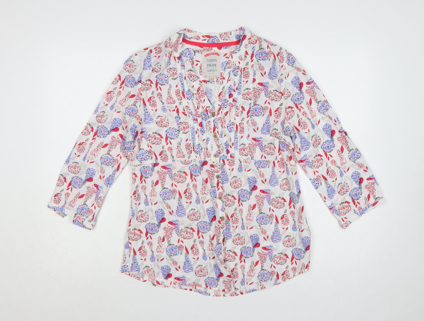 Mantaray Women’s Multicoloured Floral Cotton Tunic Blouse Size 12