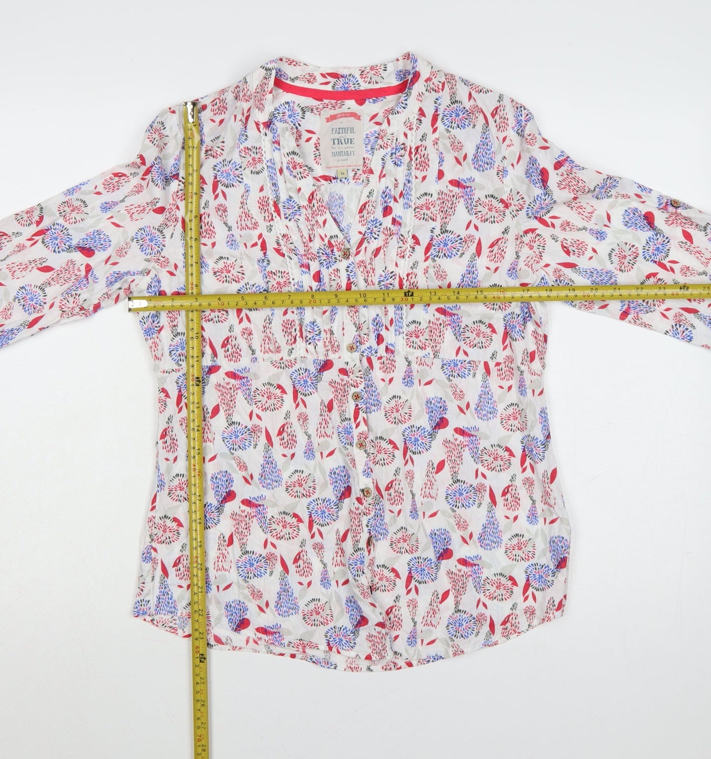 Mantaray Women’s Multicoloured Floral Cotton Tunic Blouse Size 12