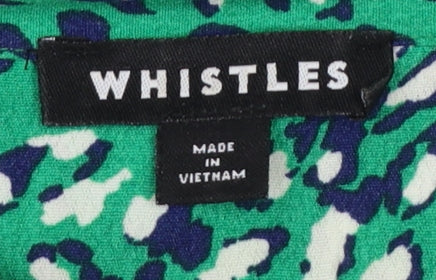 Whistles Women Green Animal Print Long Sleeve Button-Up Shirt Size 14
