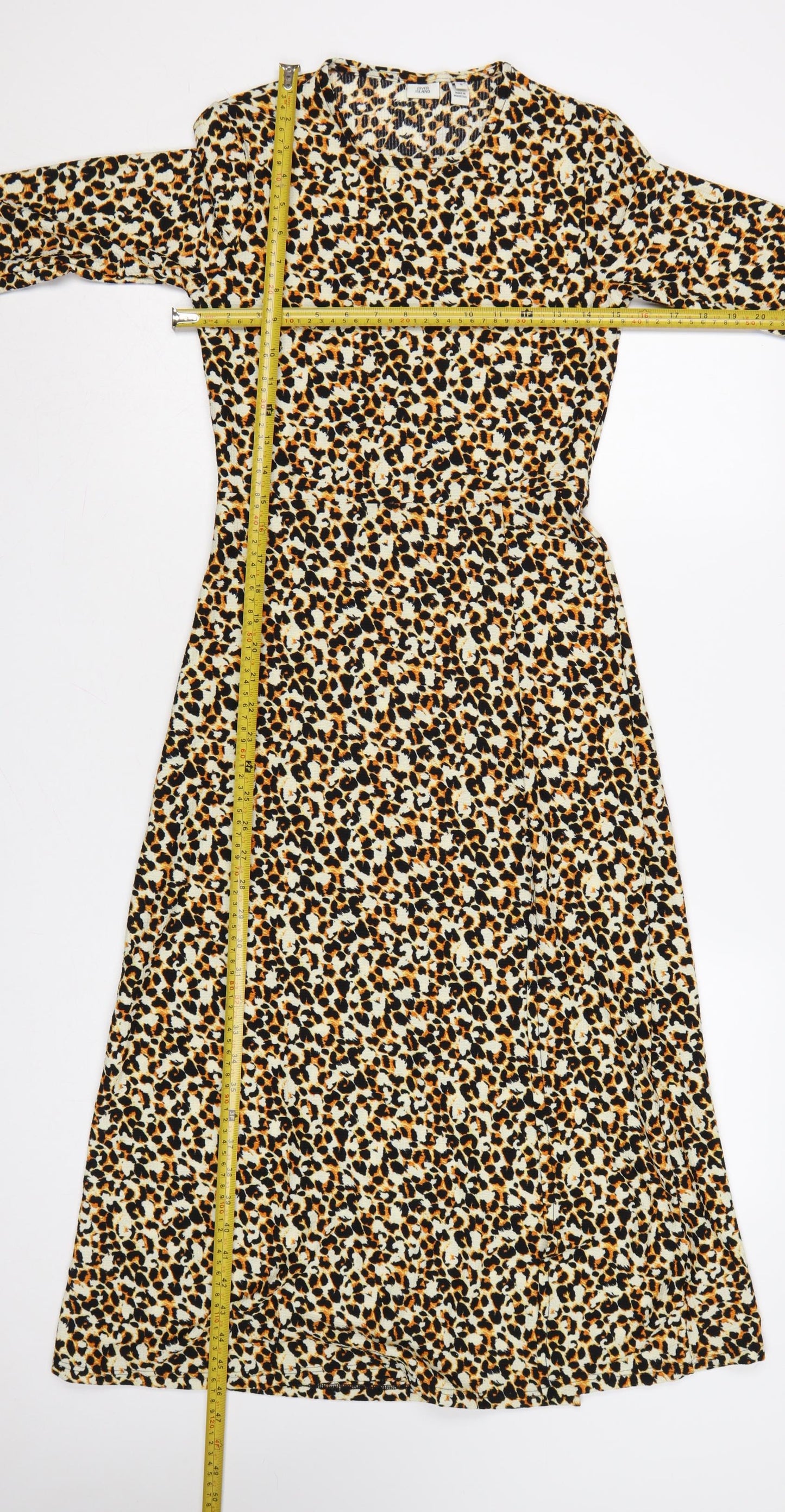 River Island Women’s Multicoloured Leopard Print Midi A-Line Dress Size 8
