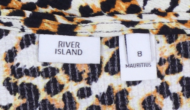 River Island Women’s Multicoloured Leopard Print Midi A-Line Dress Size 8