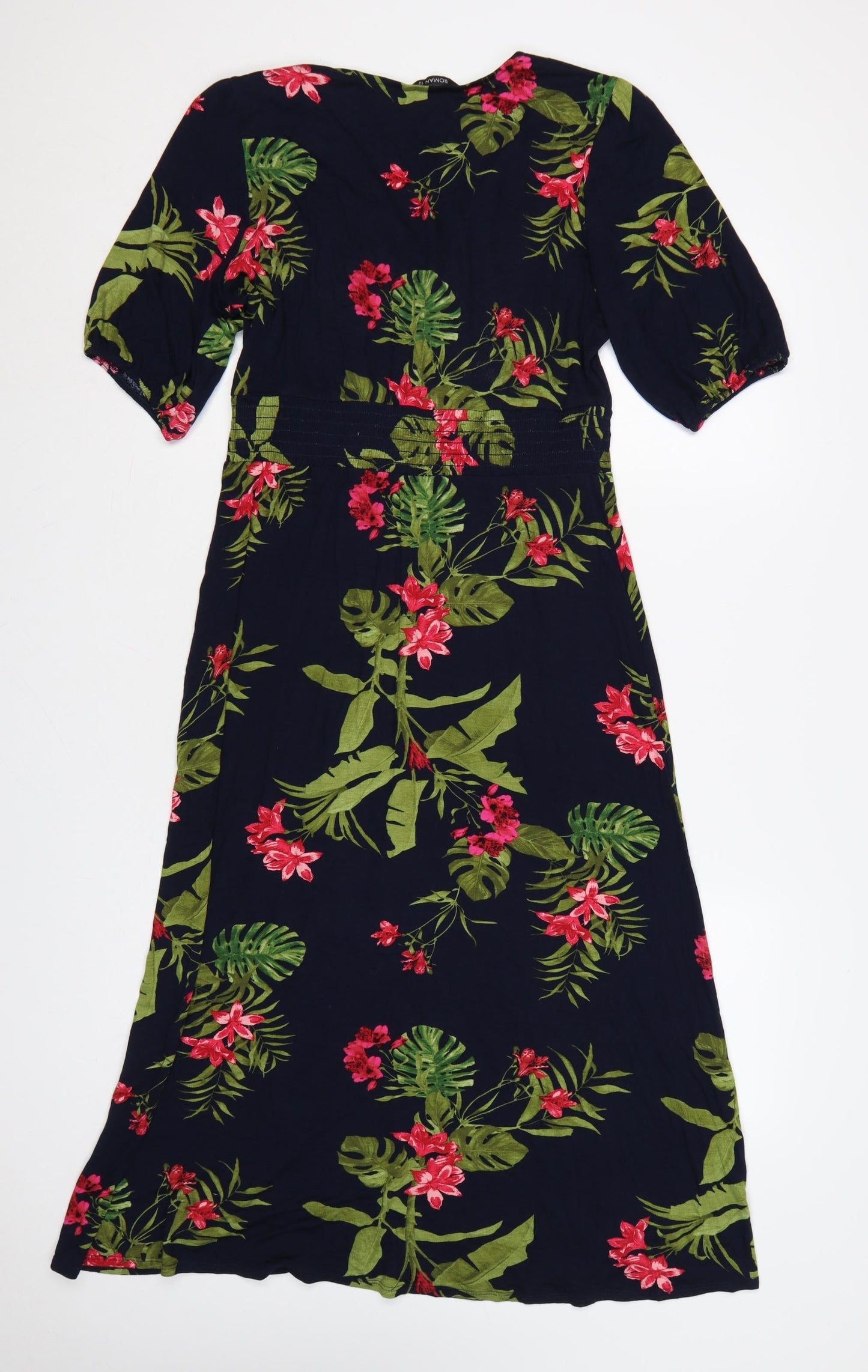 Roman Women’s Multicoloured Floral Midi Fit & Flare Dress Size 12
