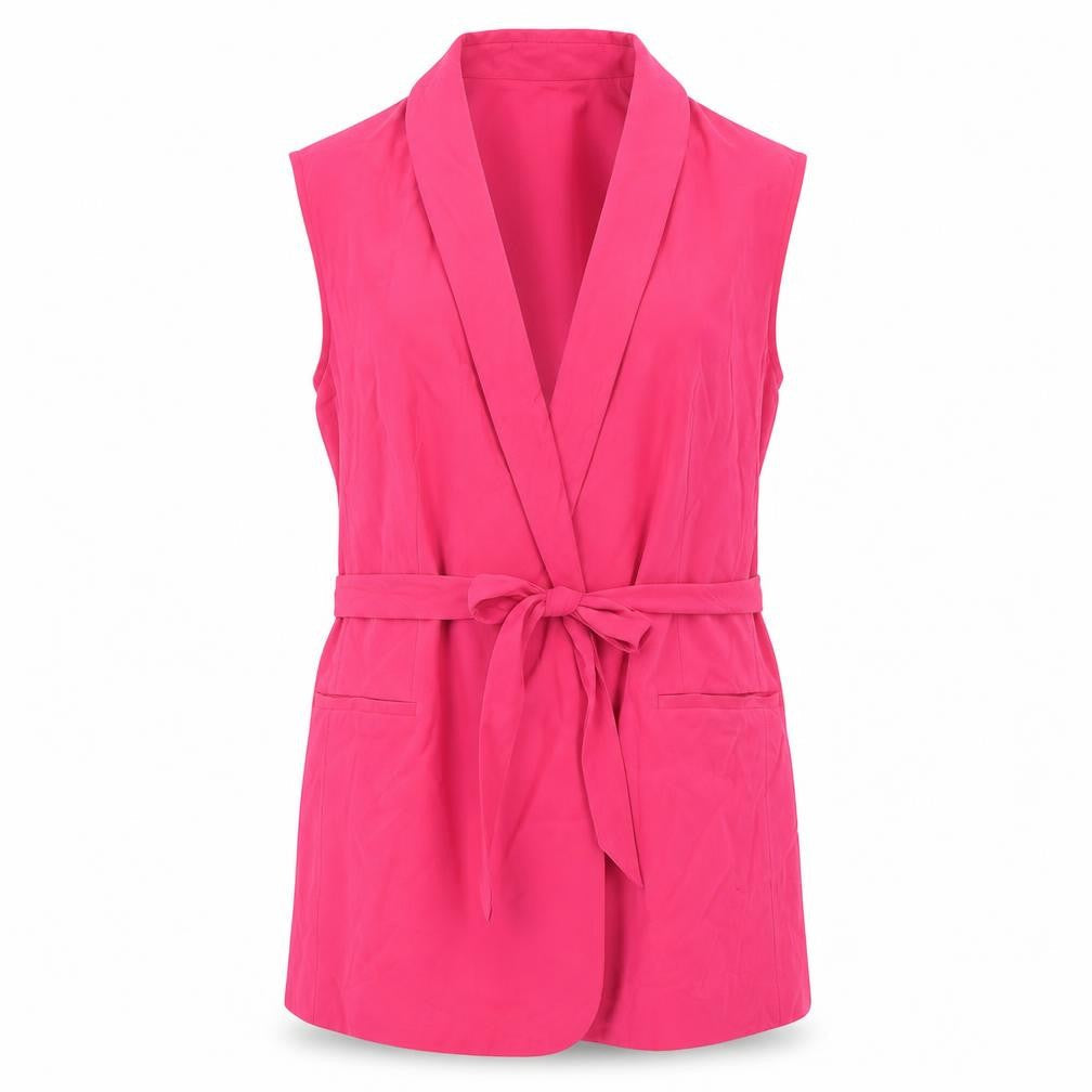 Marks & Spencer Women Pink Sleeveless Belted Suit Waistcoat Size 12