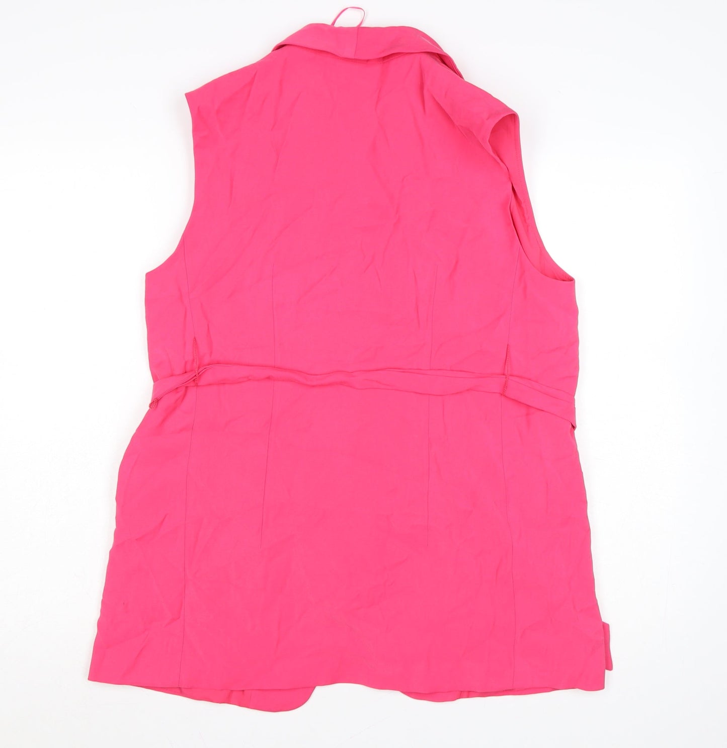 Marks and Spencer Women Pink Sleeveless Belted Suit Waistcoat Size 12