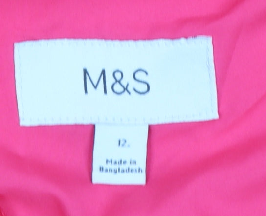 Marks and Spencer Women Pink Sleeveless Belted Suit Waistcoat Size 12