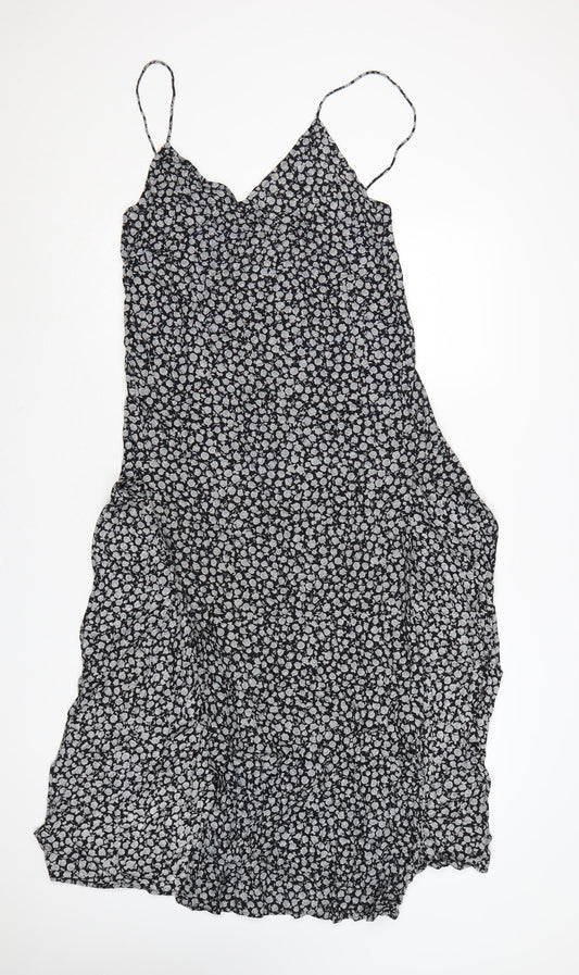 Motel Women's Black Floral Midi Slip Dress Size M