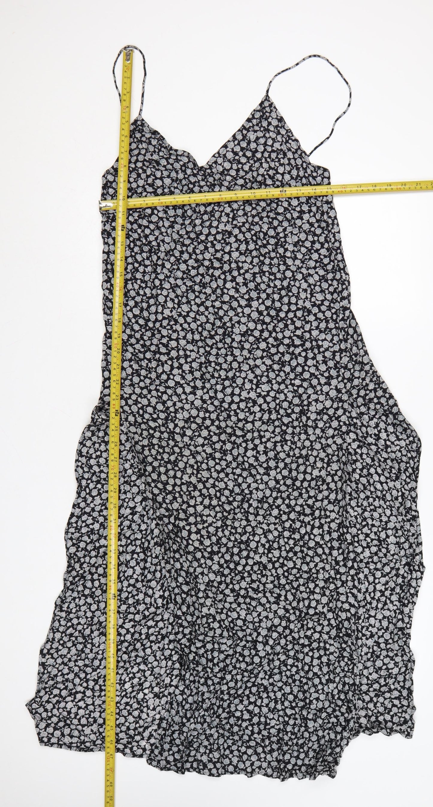 Motel Women's Black Floral Midi Slip Dress Size M